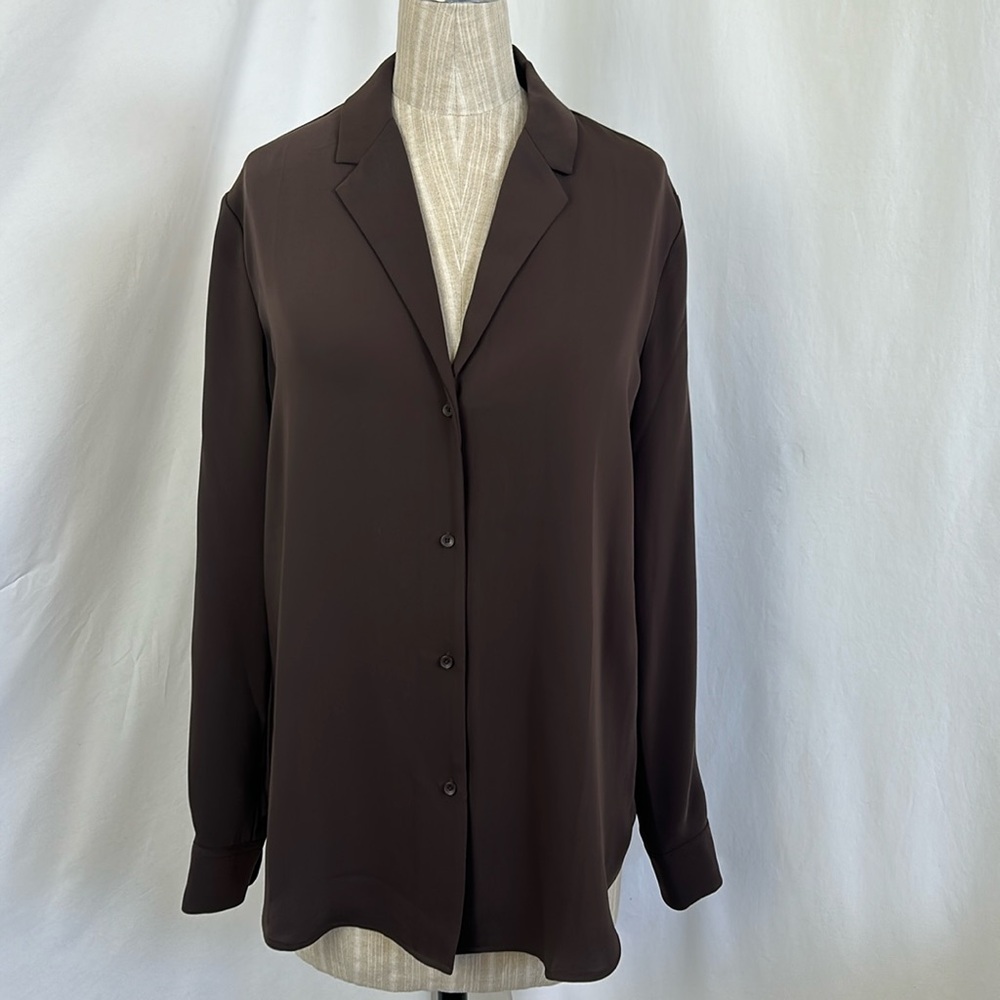 Babaton Dark Brown Button-Up Blouse